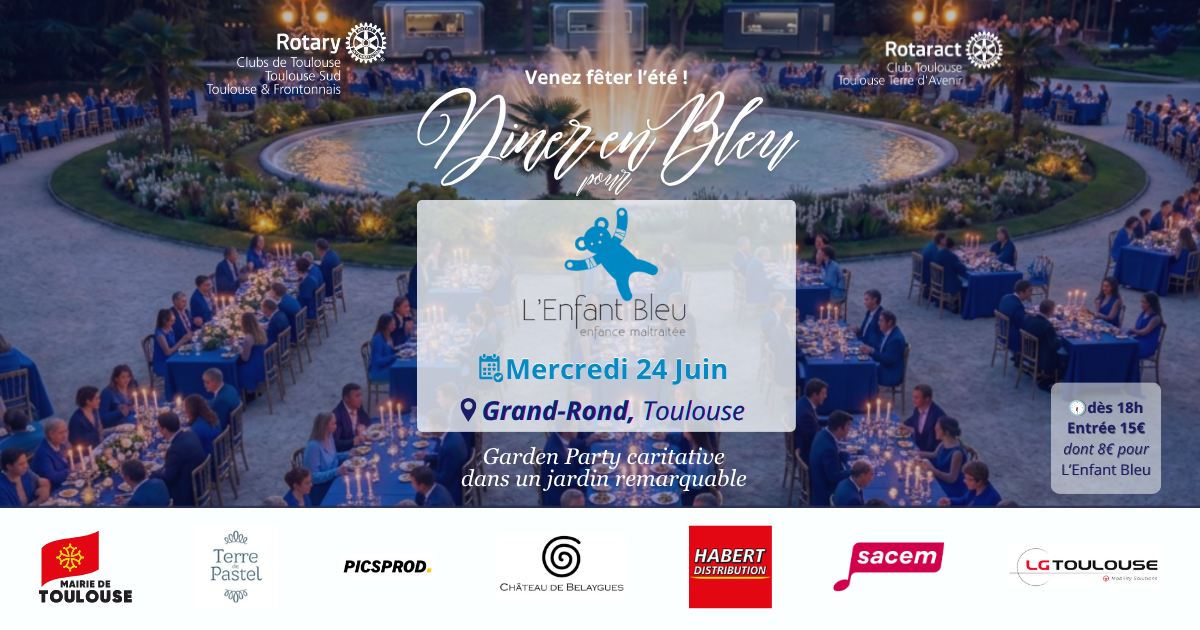 Dîner en Bleu pour l&rsquo;Enfant Bleu le 24 juin 2026